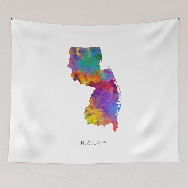 Item preview, New Jersey Watercolor Map designed and sold by ArtPrints.