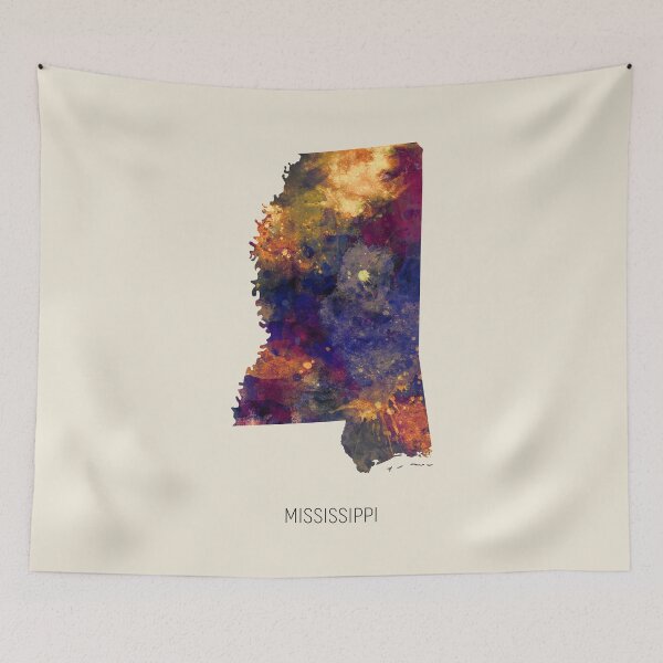 Artikelvorschau, Mississippi-Aquarellkarte entworfen und verkauft von ArtPrints.