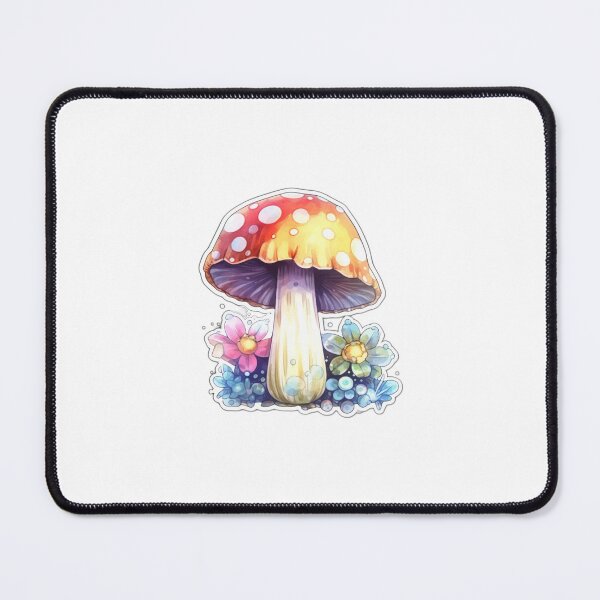 Item preview, Colourful Anime Mushroom and Flowers | White Watercolour | Nature, Woods, Forest, Meadow, Botanical designed and sold by FantasySoul.