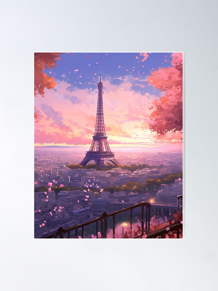 View of City and Eiffel Tower, Paris, France. Poster Print - Multi - 48 x 32