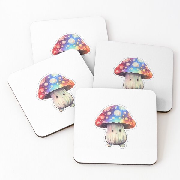 Item preview, Colourful Kawaii Mushroom | White Watercolour | Happy, Anime, Cute, Nature, Woods, Forest designed and sold by FantasySoul.