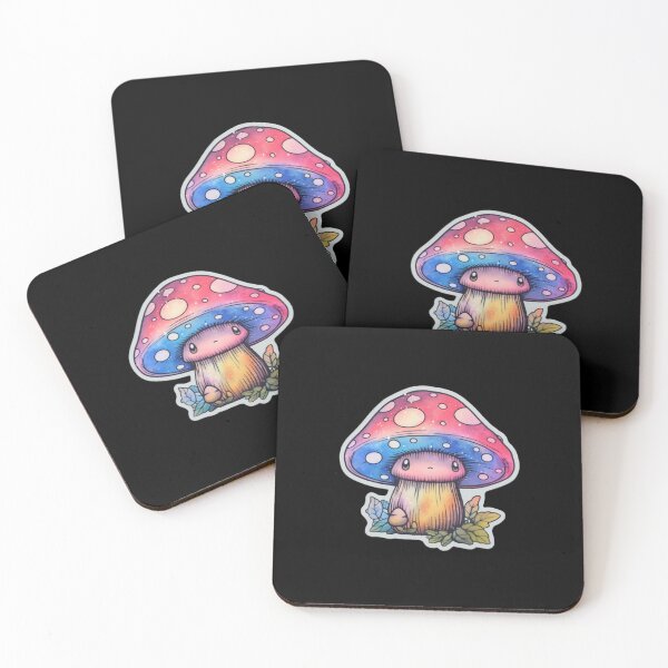 Item preview, Sad Anime Mushroom | Black Watercolour | Happy, Cute, Nature, Kawaii, Woods, Forest designed and sold by FantasySoul.