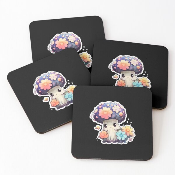 Item preview, Seta linda de la flor de Kawaii | Acuarela negra | Feliz, Flor, Floral, Naturaleza, Kawaii, Encantador, Femenino designed and sold by FantasySoul.