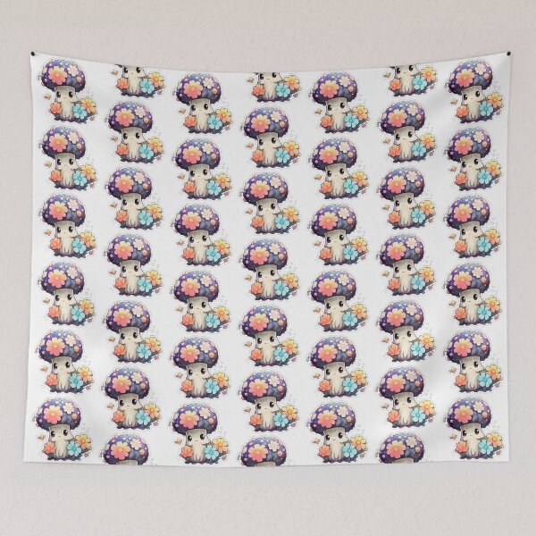 Item preview, Cute Kawaii Flower Mushroom | White Watercolour | Happy, Flower, Floral, Nature, Kawaii, Lovely, Girly designed and sold by FantasySoul.