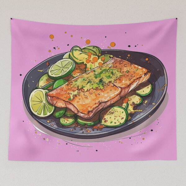 Item preview, Sizzling Grilled Salmon Steak: A Citrusy Delight on Your Plate designed and sold by Sleeygoy.