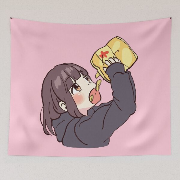 Item preview, I draw cute anime girl eating chips / Menhera Shoujo Kurumi-chan designed and sold by RansRoom.