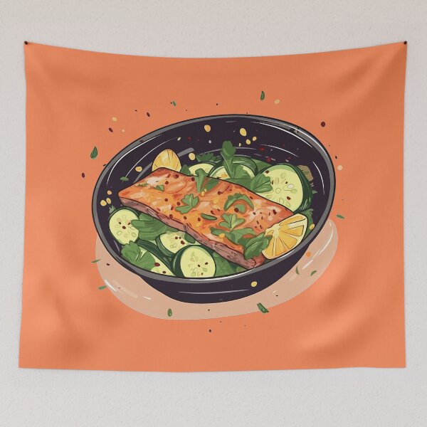Item preview, Sizzling Grilled Salmon Steak: A Citrusy Delight on Your Plate designed and sold by Sleeygoy.