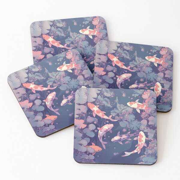 Item preview, Kawaii Mouse Pad, Koi Pond Cute Mousepad, Purple mouse pad, Aesthetic mousepad, Mouse pad anime, Japanese mousepad, Cute desk decor designed and sold by roundedbunny.
