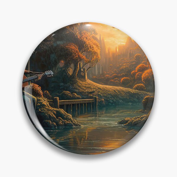 Item preview, Playing guitar at sunset -landscape-guitar-ai-music-bison-cute-sunflowers designed and sold by Hermossa-Art.