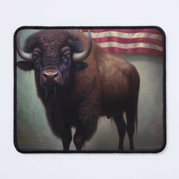 Item preview, American Buffalo and the Flag, Fourth of July Art designed and sold by AiHolidayArt.