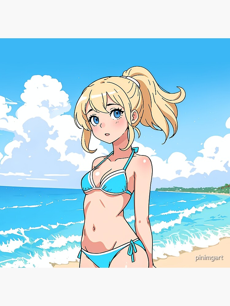 Anime girl in blue bikini Poster