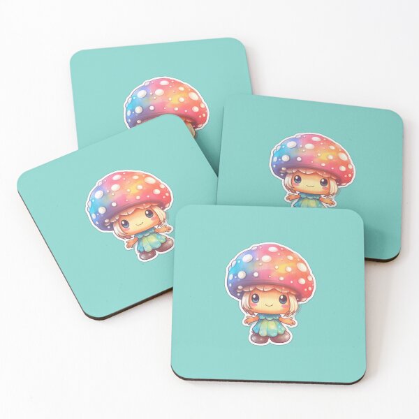 Item preview, Colourful Anime Mushroom | Teal Watercolour | Happy, Cute, Nature, Kawaii, Woods, Forest designed and sold by FantasySoul.