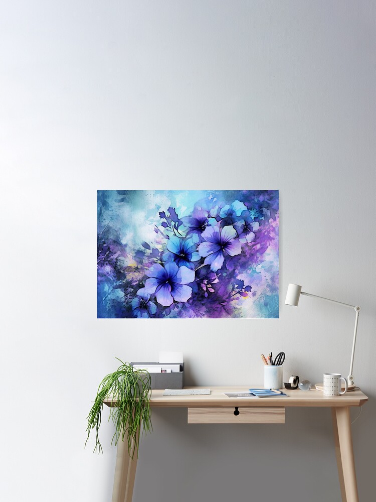 Floral Whispers Blue Twilight Poster for Sale by Simon Rudd