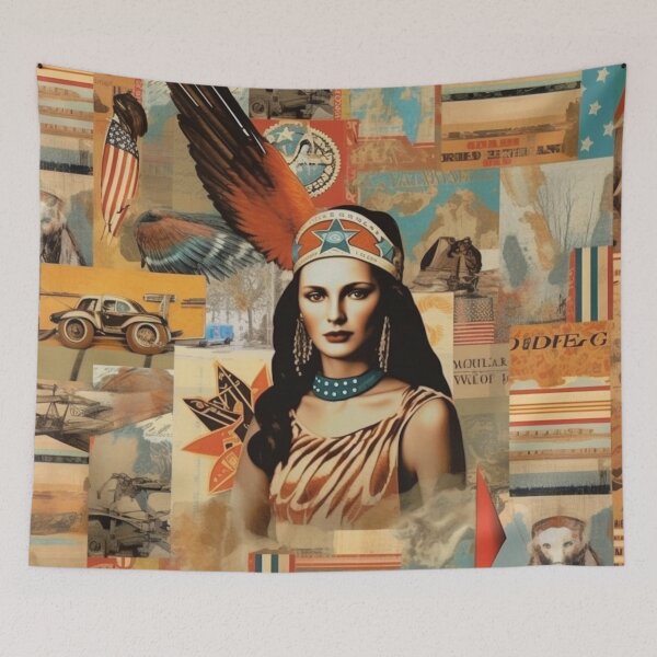 Item preview,  America Beauty Retro Vintage Patchwork Collage Pattern of Americana designed and sold by BrandonArtWorld.