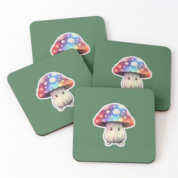 Item preview, Colourful Kawaii Mushroom | Green Watercolour | Happy, Anime, Cute, Nature, Woods, Forest designed and sold by FantasySoul.