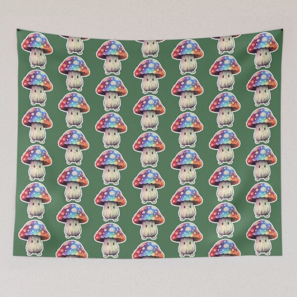 Item preview, Colourful Kawaii Mushroom | Green Watercolour | Happy, Anime, Cute, Nature, Woods, Forest designed and sold by FantasySoul.