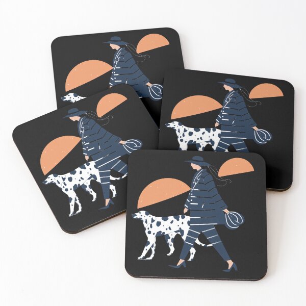 Item preview, Chic illustration of a woman walking her dog designed and sold by iDezine GD.
