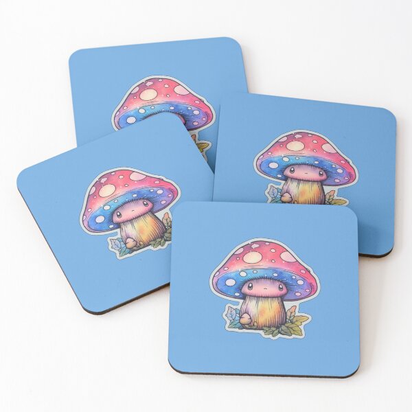 Item preview, Sad Anime Mushroom | Blue Watercolour | Happy, Cute, Nature, Kawaii, Woods, Forest designed and sold by FantasySoul.