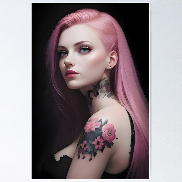 Blake | Flower Punk | AI / Digital Art | Woman Potrait Poster