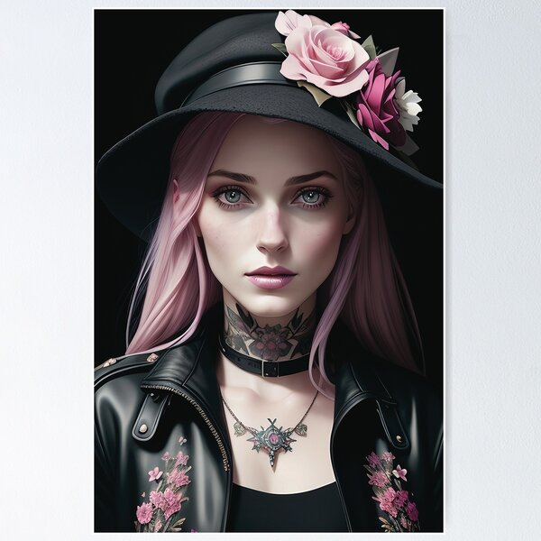 Blake I | Flower Punk | AI / Digital Art | Woman Potrait Poster