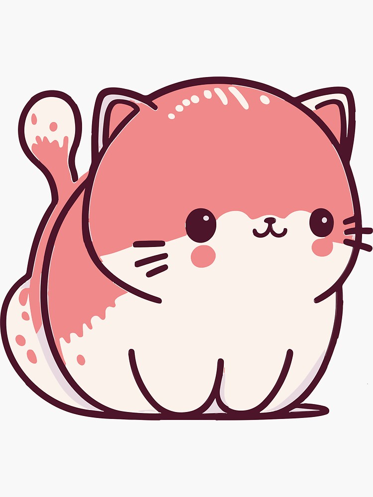 Pink Kawaii Cat In A Box | Sticker