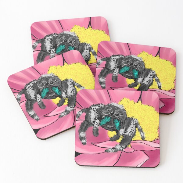 Item preview, Cute Black Jumping Spider - Phidippus audax - Spider on Pink Flower designed and sold by BunnyBizarre.