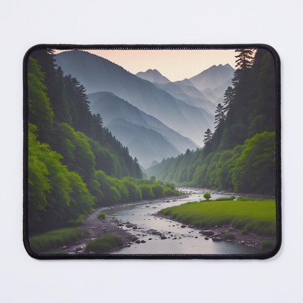 Item preview, A Serene River Winding Through a Peaceful Landscape, Rendered in a Minimalist Style, Ai Generated Art designed and sold by AiGens.