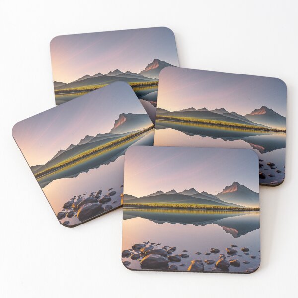 Item preview, A Tranquil Sunrise Reflecting Off the Glassy Surface of the Mountain Lake, Ai Generated Art designed and sold by AiGens.
