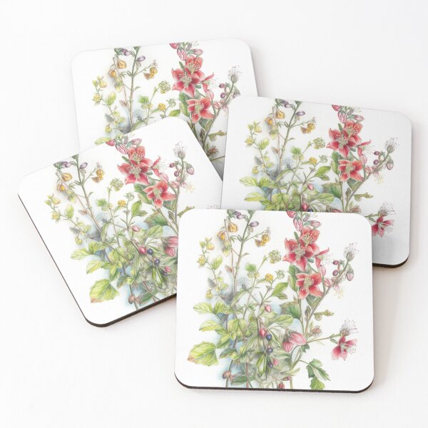 Item preview, Hyperrealistic Wildflowers Illustration, Red and Lavender Botanical Art for Custom Printed Products designed and sold by stateofhuman.