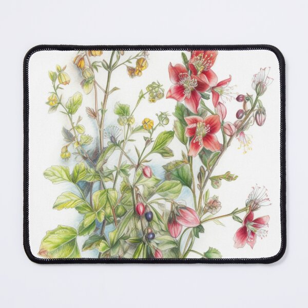 Item preview, Hyperrealistic Wildflowers Illustration, Red and Lavender Botanical Art for Custom Printed Products designed and sold by stateofhuman.