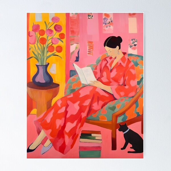 Item preview, Lazy Reading Woman Pink Portrait designed and sold by trajeado14.