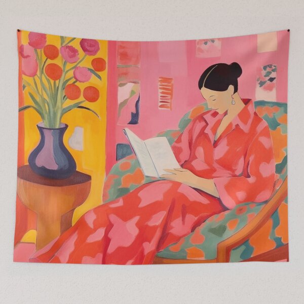 Item preview, Lazy Reading Woman Pink Portrait designed and sold by trajeado14.