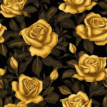 Artwork thumbnail, A Golden Roses Pattern by StudioRedKoala