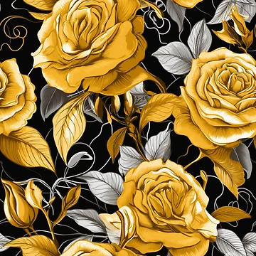 Artwork thumbnail, A Golden Roses Pattern by StudioRedKoala