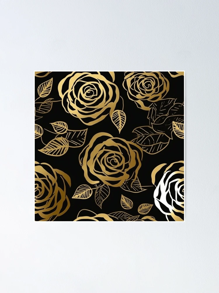 Thumbnail 1 of 3, Poster, A Golden Roses Pattern designed and sold by StudioRedKoala.