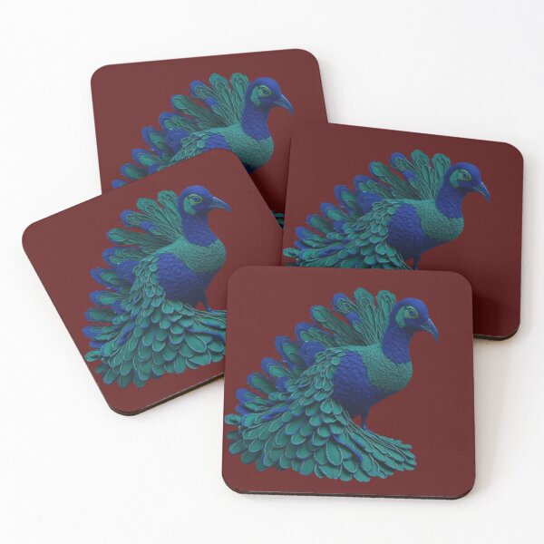 Item preview, Blue & Green Corsica Textured Peacock Figurine  design designed and sold by krishana3d.