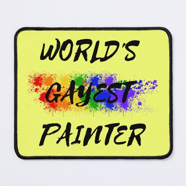 Item preview, World's Gayest Painter LGBT Humor With Rainbow Colors For Proud Queer Painters In Yellow designed and sold by LuckyKermit.