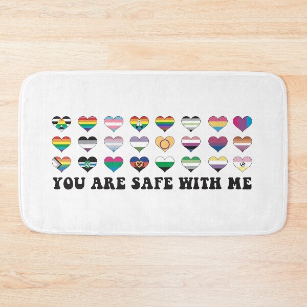 Item preview, You Are Safe With Me Ally Pride LGBT Flags Hearts designed and sold by Dolphin Graphic.