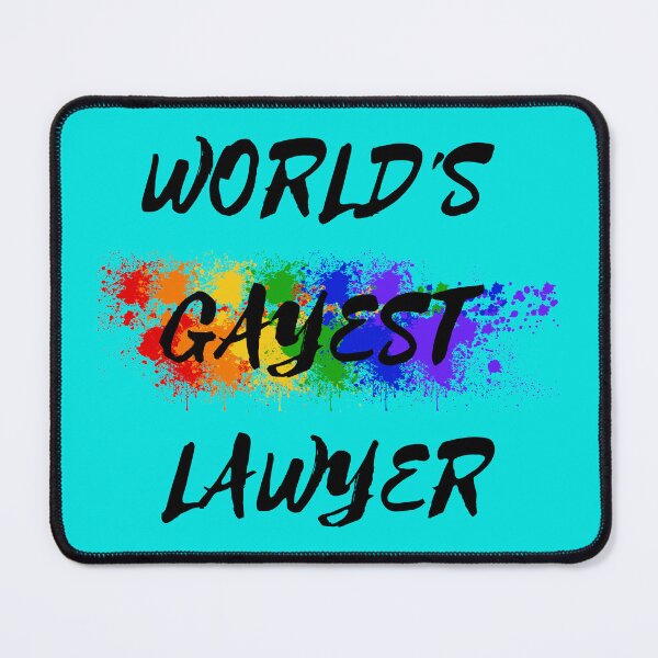 Item preview, World's Gayest Lawyer LGBT Humor With Rainbow Colors For Proud Queer Lawyers In Cyan designed and sold by LuckyKermit.