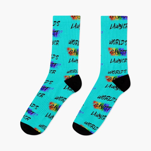 Item preview, World's Gayest Lawyer LGBT Humor With Rainbow Colors For Proud Queer Lawyers In Cyan designed and sold by LuckyKermit.