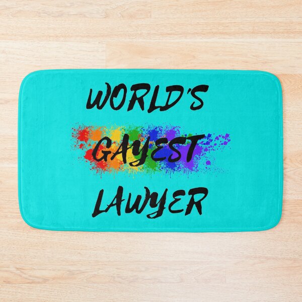 Item preview, World's Gayest Lawyer LGBT Humor With Rainbow Colors For Proud Queer Lawyers In Cyan designed and sold by LuckyKermit.