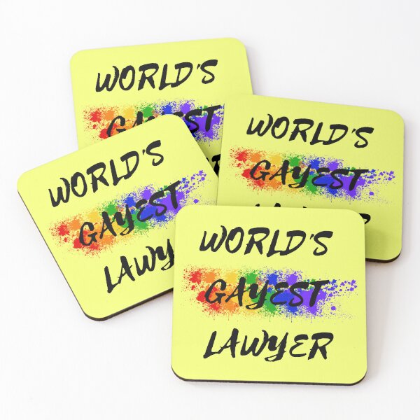 Item preview, World's Gayest Lawyer LGBT Humor With Rainbow Colors For Proud Queer Lawyers In Yellow designed and sold by LuckyKermit.