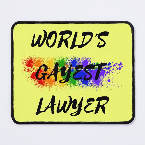 Item preview, World's Gayest Lawyer LGBT Humor With Rainbow Colors For Proud Queer Lawyers In Yellow designed and sold by LuckyKermit.