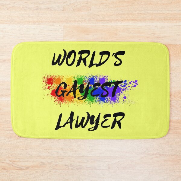 Item preview, World's Gayest Lawyer LGBT Humor With Rainbow Colors For Proud Queer Lawyers In Yellow designed and sold by LuckyKermit.