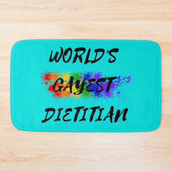 Item preview, World's Gayest Dietitian LGBT Humor With Rainbow Colors For Proud Queer Dietitians In Cyan designed and sold by LuckyKermit.