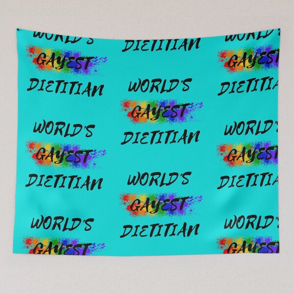 Item preview, World's Gayest Dietitian LGBT Humor With Rainbow Colors For Proud Queer Dietitians In Cyan designed and sold by LuckyKermit.