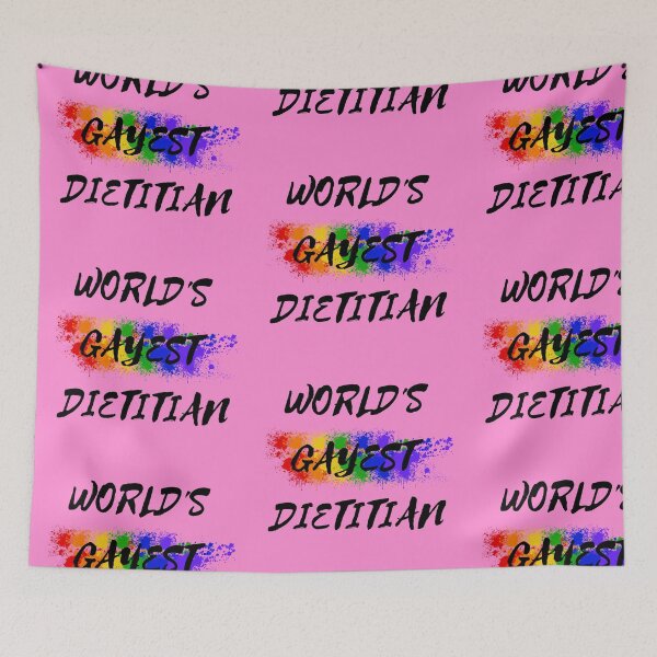 Item preview, World's Gayest Dietitian LGBT Humor With Rainbow Colors For Proud Queer Dietitians In Pink designed and sold by LuckyKermit.