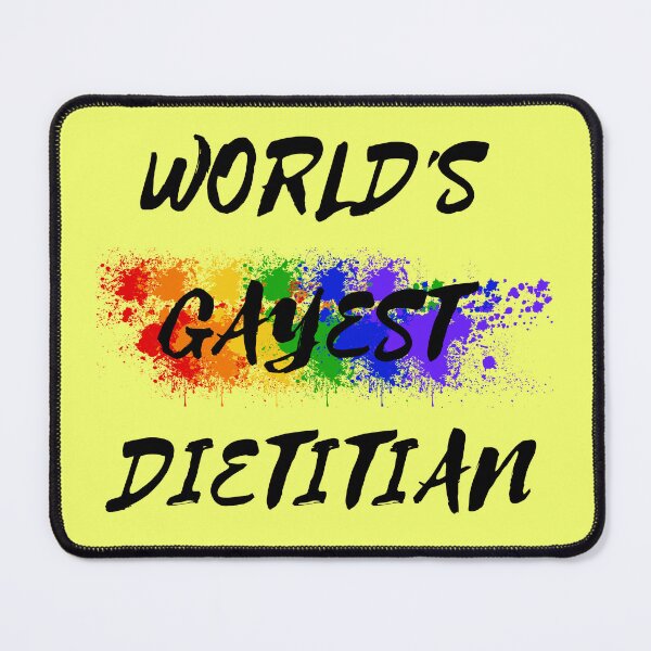 Item preview, World's Gayest Dietitian LGBT Humor With Rainbow Colors For Proud Queer Dietitians In Yellow designed and sold by LuckyKermit.