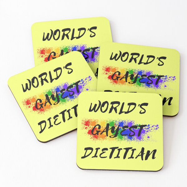 Item preview, World's Gayest Dietitian LGBT Humor With Rainbow Colors For Proud Queer Dietitians In Yellow designed and sold by LuckyKermit.
