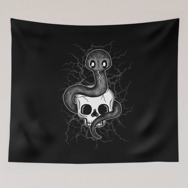 Item preview, cute black goth snake on skull designed and sold by Pezi-Creation.